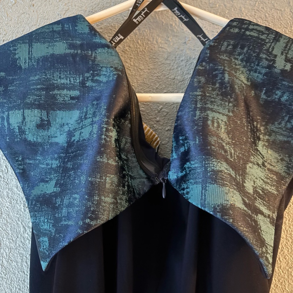 Joseph Ribkoff Asymmetrical Dress in Blue and Green - Picture 6 of 8